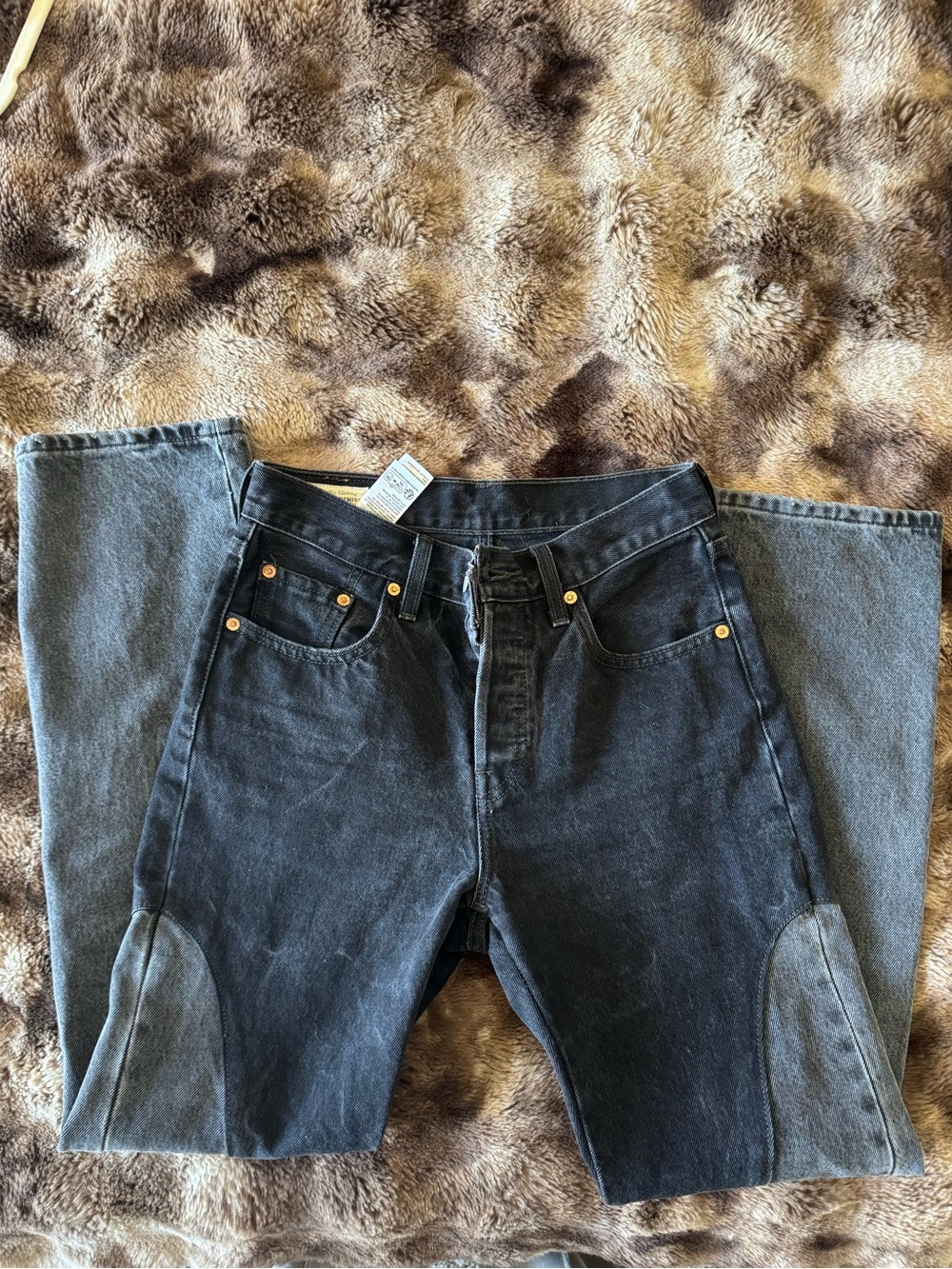 Levi's Black Denim Carpenter-Style Jeans with Gray Panels